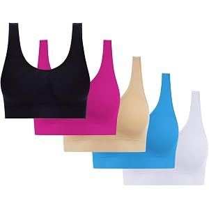 5 PC Sport Bras for Women High Impact Support Wireless Bra Seamless Soft Comfortable Breathable Push Up Bralette