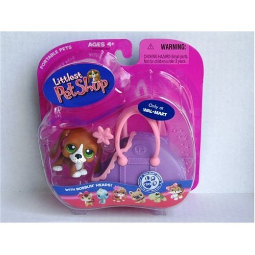 Littlest Pet Shop Basset Dog Puppy with Carrier & Flower Clip - Exclusive # 313