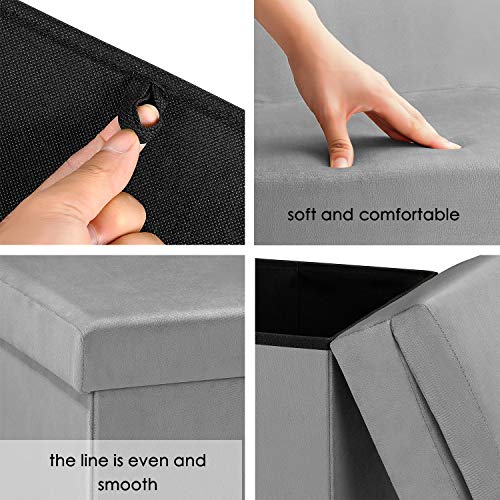 B FSOBEIIALEO Storage Ottoman with Seat Back, Velvet Ottoman Storage