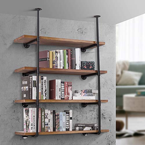 Industrial Pipe Shelf Kit, Elibbren Retro Wall Mount Shelving Floating