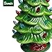 Sunlit 13'' Ceramic Christmas Tree Tabletop Christmas Decoration, Green, AA Battery Included