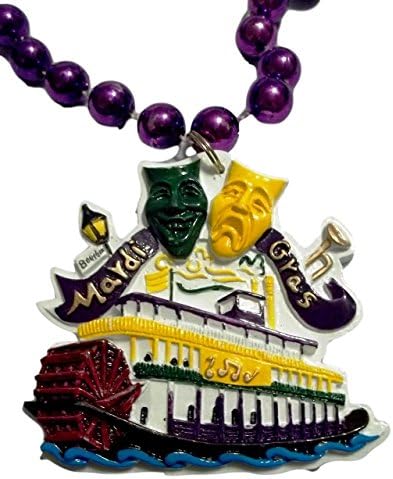 Steamboat Comedy Tragedy Masks Mardi Gras Beads Party Favor Necklace