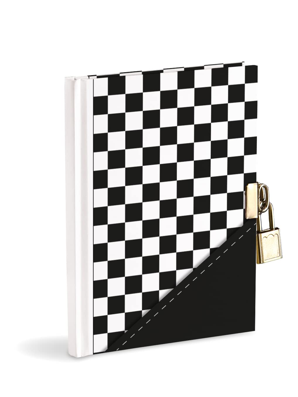 Mareli Segreto Diary 14.5 x 18.5 cm Black and White with Metal Lock and 2 Keys