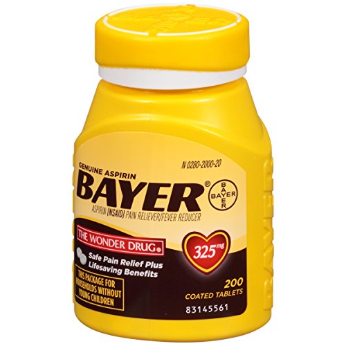 Genuine Bayer Aspirin 325mg Coated Tablets, Pain Reliever and Fever