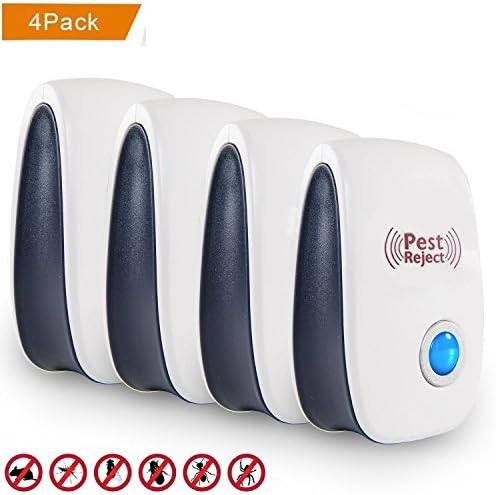 Ultrasonic Pest Repeller -4 Pack Pest Control- Electronic Plug In Repellent for Bed Bugs, Insects, Mosquitoes, Cockroaches, Flies, Ants, Spiders and Rodents Environment-friendly, Kids &amp; Pets safe