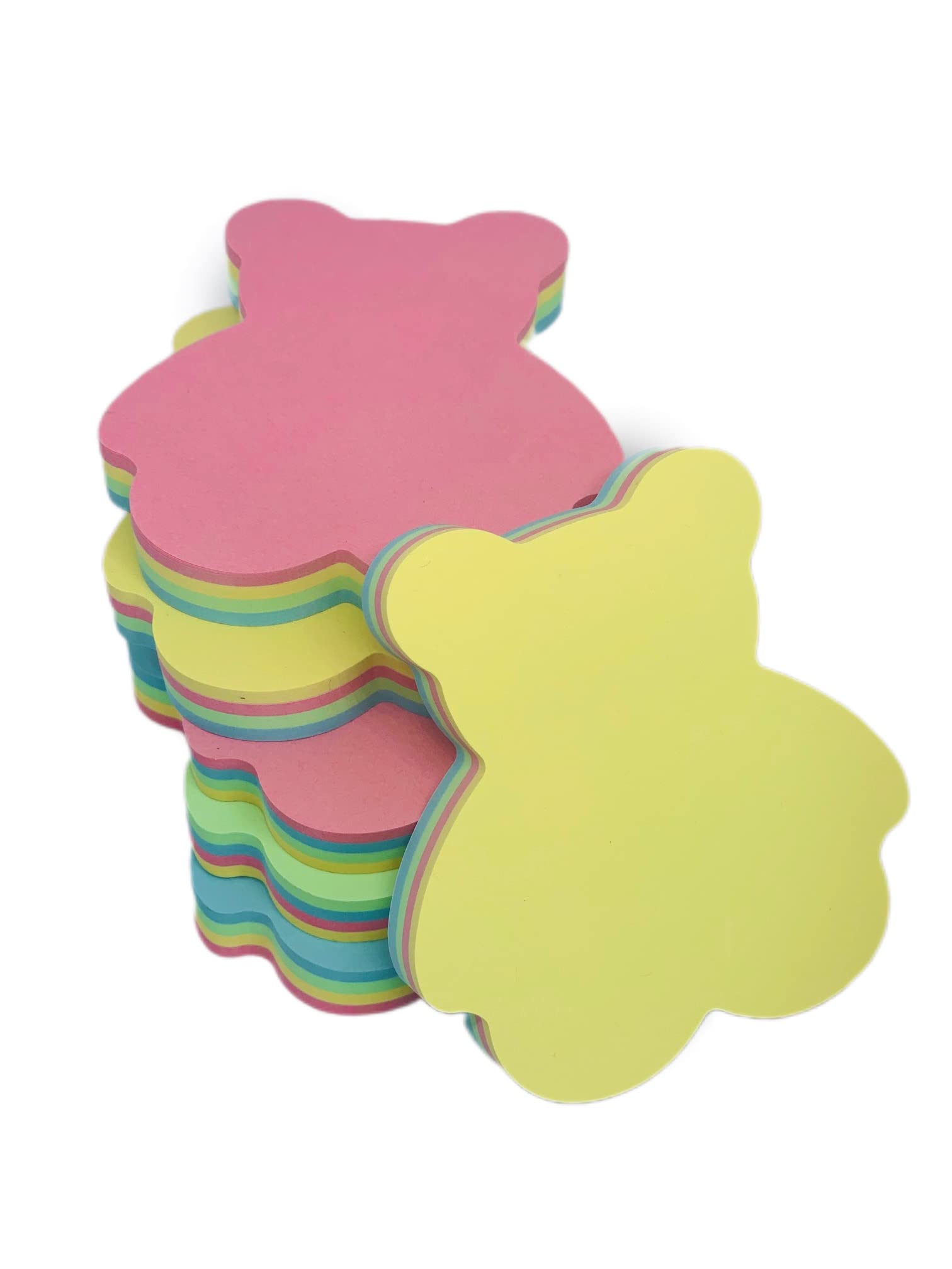 GUMTAPE Bear Shape Sticky Notes 76 mm x 76mm, 6 Pads of 100 Sheets/Pad, Rainbow MixColor Sticky Notes 11506/06. Cute Mixed Colour for Office/Home/Kitchen/Baking/School(6 Pads)