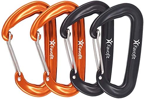 Favofit Carabiner Clips, 4 Pack, 12KN (2697 lbs) Heavy Duty Caribeaners for Camping, Hiking, Outdoor and Gym etc, Small Carabiners for Dog Leash and Harness