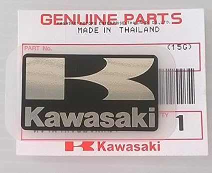 BRAND NEU 100% GENUINE Original KAWASAKI ' K ' Mark Aufkleber Aufkleber SCHWARZ / SILBER 42mm x 24mm