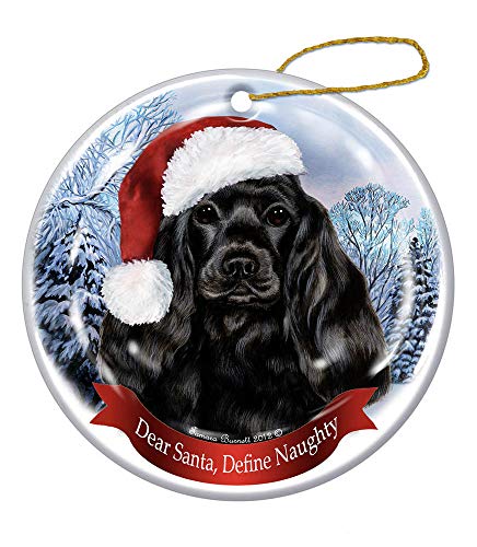 Holiday Pet Gifts Cocker Spaniel Black Santa Hat Dog Porcelain Ornament at Amazon