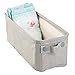 mDesign Narrow Fabric Storage Bin Basket with Handles for Nursery Closet, Cabinet, Cubby, Playroom, Small Slim Baskets for Bibs, Plush Toys, Bodysuits, Crane Collection - Light Gray