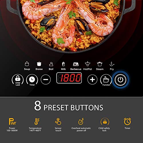 VIVOHOME120V1800WElectricPortableInductionCooktopwith8Preset