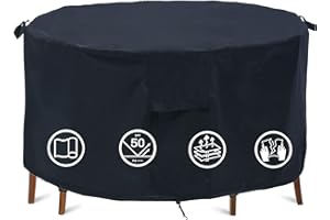 TIFILE Round Patio Furniture Covers - 74" Dia Waterproof Table & Fire Pit Cover - Anti-Fading for Outdoor Dining Sets