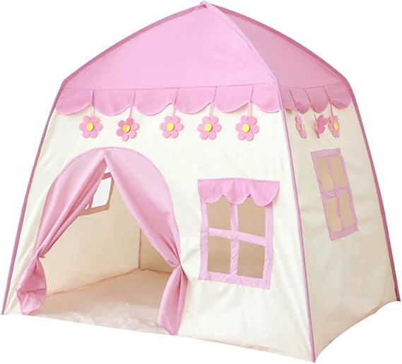 Kids Playhouse Tent Soft Oxford Fabric Big Play House with 3 Mess