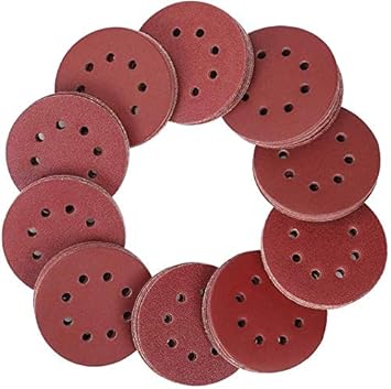 SARRAH and SONS 10PCS 5 Inch Sanding Discs, 8 Holes Hook and Loop - Sandpaper, Random Orbital Sander Round Sand Paper, 125mm Sandpaper Sheets. (Grit 80)