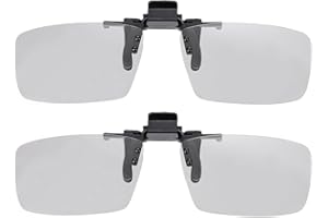MECCANIXITY 2 Pcs Polarized Clip-on 3D Glasses, Passive Circular 3D Viewing Glasses Frame for Anaglyph Movies Theater Games T