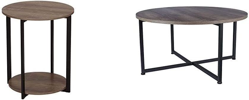 Household Essentials Wooden Side End Table with Storage Shelf | Ashwood: Furniture & Decor