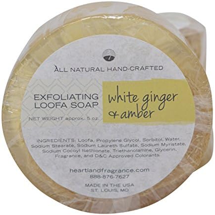 Handmade Exfoliating Loofah Bar Glycerin Soap (5 Oz Each) in Gift Box (White Ginger/Amber (3 pk))