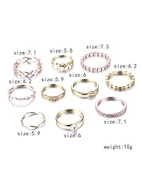 Rinhoo Friendship - Juego de anillos de nudillos de cristal estilo bohemio retro y vintage, 10 unidades