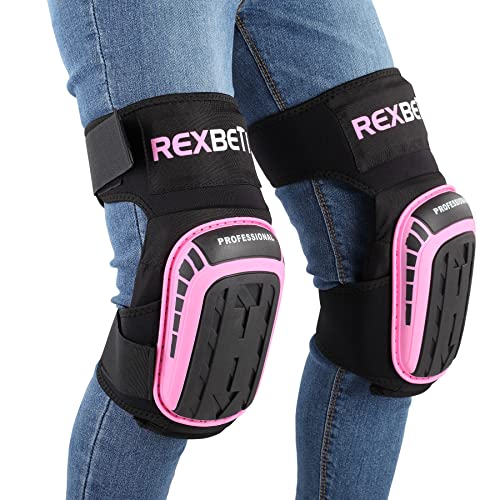 REXBETI Pink Knee Pads for Work, Construction Knee Pads for Men Women