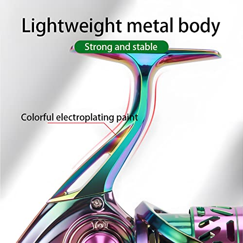 Spinning Reel, Colorful Fishing Reel 3 +1 Light Weight Ultra Smooth Powerful Spinning Reels, with CNC Line Management Graphite Frame, for Freshwater (1000)