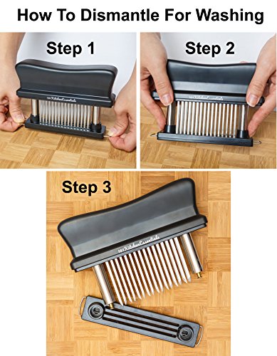 Meat Tenderizer Tool - 48 Blades Durable Stainless Steel Meat Tenderizer (Black) – Suitable For Tendering Chicken, Pork, Steak And Fish – White & Red Meat Tenderizer For All Kitchens - Thumbnail 3