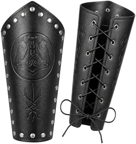 Brazales Medievales En Relieve Para Caballero | Par De Puños De Cuero PU Para Cosplay, Disfraces De Halloween Y Eventos De Rol