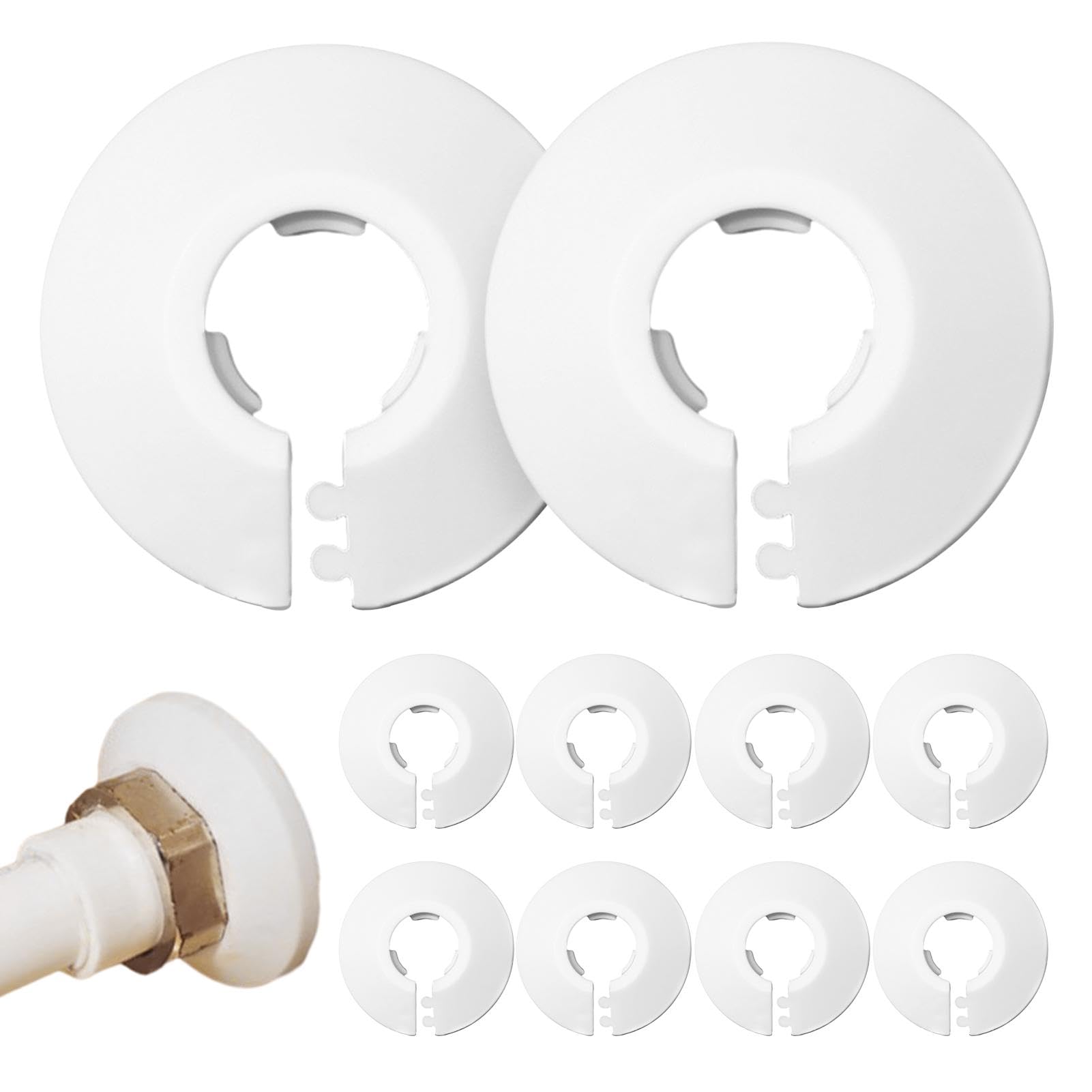 DSFSAEG 10 Pcs Radiator Pipe Covers, White Plastic Pipe Cover Sleeve for 16mm Diameter Tube Pipe Collar, Pipe Hole Collars Tidy Decoration Cover