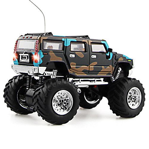 haomsj Hummer RC Radio Remote Control Car Off-Road Rock Vehicle 1:43 High Speed Alloy Racing Cars Camouflage (49MHz)