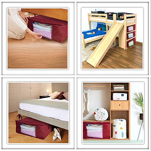 Woffit Foldable Storage Bag Organizers, Large Clear Window & Carry Handles, Great for Clothes, Blankets, Towels, Winter & Summer Clothing, Closets, Bedrooms, Under Bed & More