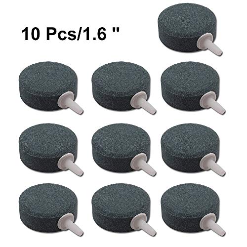 SNOMEL 10 Pcs 1.6 inch Small Round Air Stone Bubble for Aquarium Fish Tanks, Oxygen Diffuser Stone Air Bubbler Aerator for Hydroponics Nutrient Compost Tea