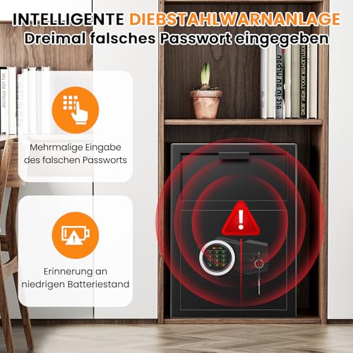 52L Quick Storage Safe with Slot for Retail Home | Electronic combination lock, with fireproof bag, key, combination lock, alarms and mute, security alloy steel