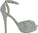 Blossom Womens Vice-126 Bridal Formal Evening Party Ankle Strap High Heel Peep Toe Glitter Sandal,Silver,8