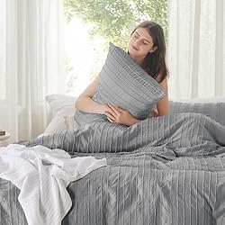 Bedsure Boho Comforter Set Full - Grey Tufted