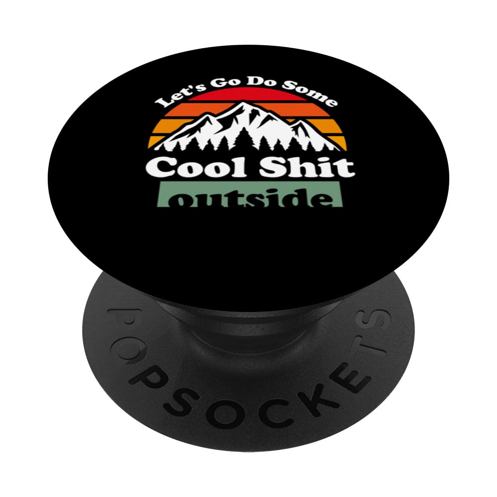 Lets Do Cool Outside Retro Funny Nature Graphic PopSockets Swappable PopGrip