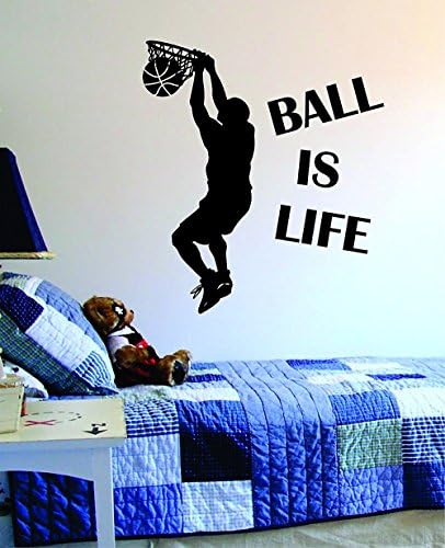 Hupplle Ball Is Life Basketball Court Wall Decal Vinyl Art Sticker Sport Boy Girl Teen BabyNBA (color 2)