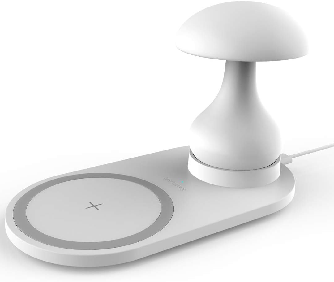 YZmoffer Fast Wireless Charger with Desk Lamp 3 in 1, Max. 10W Qi Wireless Charging Station Inductive Charger for iWatch Smartphone Fast Charger for iPhone 11/ XS/MAX/Huawei P30 Pro (Pure White)