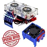 Powerhobby Traxxas Slash 4x4 Motor Cooling Fan/HeatSink Dual Twin Fan + Velineon VXL-3s ESC Cooling Fan Combo Blue