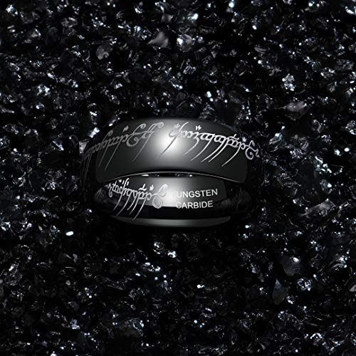 Zoesky Men\'s 6mm 8mm Magic Black Tungsten Carbide Ring Comfort Fit Wedding Band Laser Etched (Black 8mm, 10)