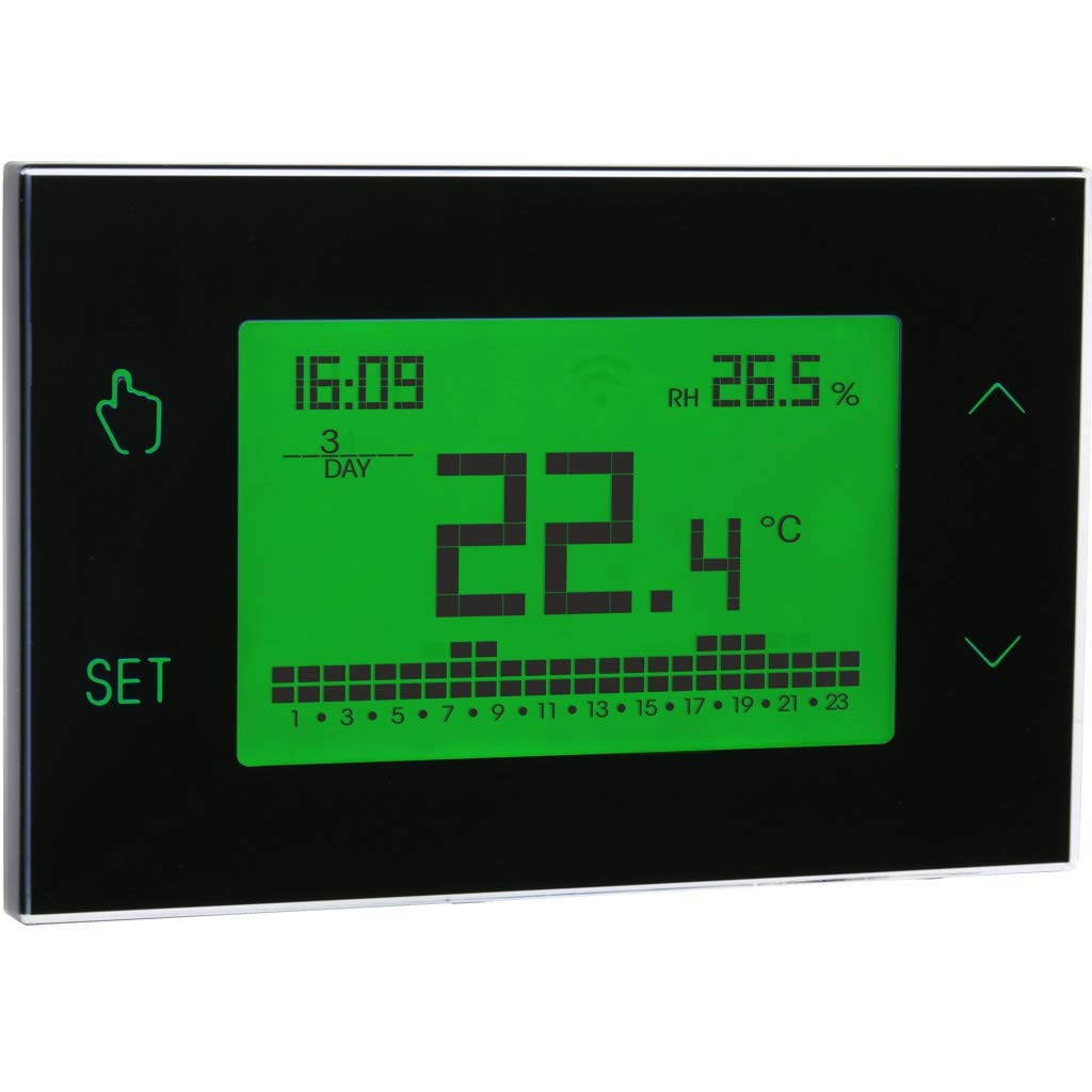 VEMER VE771700 Model TUO Nero Weekly chronothermostat. Wall-mounting, 230Vac. Color Black