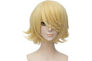 TSNOMORE Anime Cosplay Blonde Wigs for Unisex Short Curly Synthetic Wig for Women Halloween Costume Party Cosplay Wig for Girls