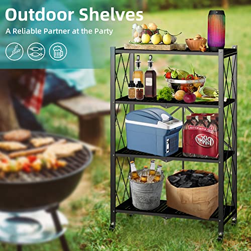 MYDENIMSKY 4 Tier Storage Shelf, Heavy Duty Foldable Shelving Units
