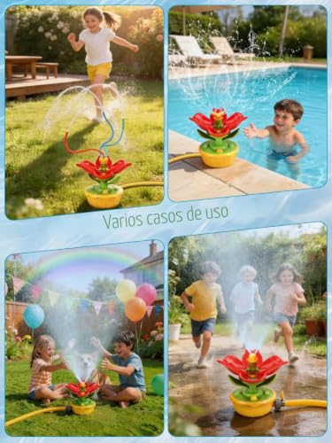Water Games for Kids Outdoor 3 4 5 6 Years, Sprinkler Kids Flower Shape with 3 Kinds of Jet, Outdoor Grass Water Toys with Hoses, Summer Gift for 3 4 5 6 7 8 9 10 Years Old