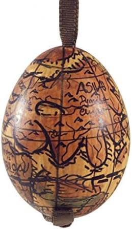 Old World Map Sepia Handcrafted Eggshell Hanging Christmas Ornament