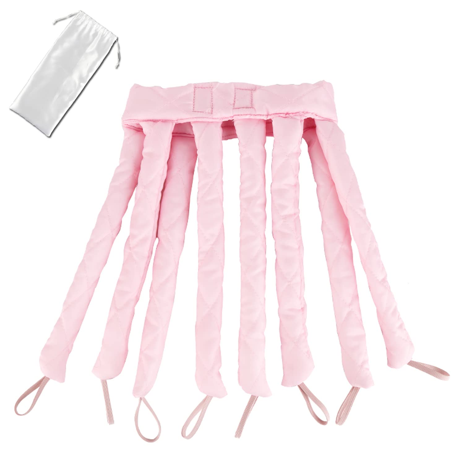 Sailunte Upgraded Heatless Curling Rod, Octopus Design Lazy Curling Rod, Soft No Heat Curling Rod Headband, Sleeping Hair Curler Set for Overnight Long Medium Hair Curler Hair Styling Tools(Pink)