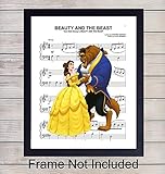 Beauty and Beast Sheet Music - Wall Art Print - Ready to Frame (8X10) Photo - Perfect Gift For Boys and Girls Rooms, Nursery, Disney World Fans - Disneyworld - Great For Home Decor