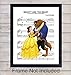 Beauty and Beast Sheet Music - Wall Art Print - Ready to Frame (8X10) Photo - Perfect Gift For Boys and Girls Rooms, Nursery, Disney World Fans - Disneyworld - Great For Home Decor