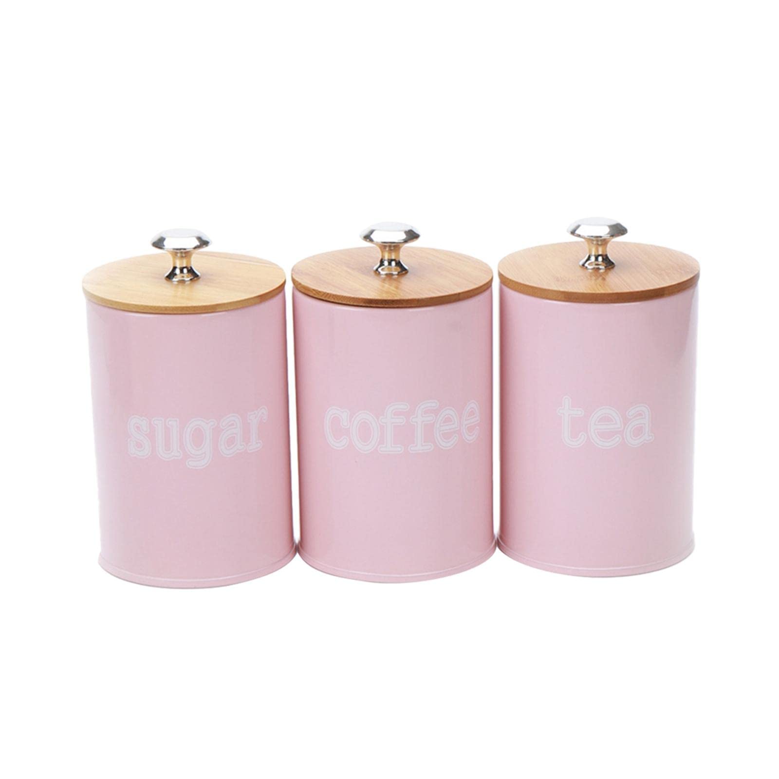Fenteer Metal Sugar coffee and tea Tin Jar Container Candy Sealed Cans Storage Box, Set of 3, Pink Color