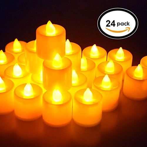 UnicornTech 24-Pack Flameless Tealight Candle, Battery LED Tea Lights with Warm Yellow Flickering Light, Dia 1.4’’ Electric Fake Candle for Votive, Wedding, Party, Table, Diningroom, Gift