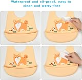 Vicloon Silicone Bibs 2-Pack Adjustable Waterproof Food Catcher Pocket Hippo view 6