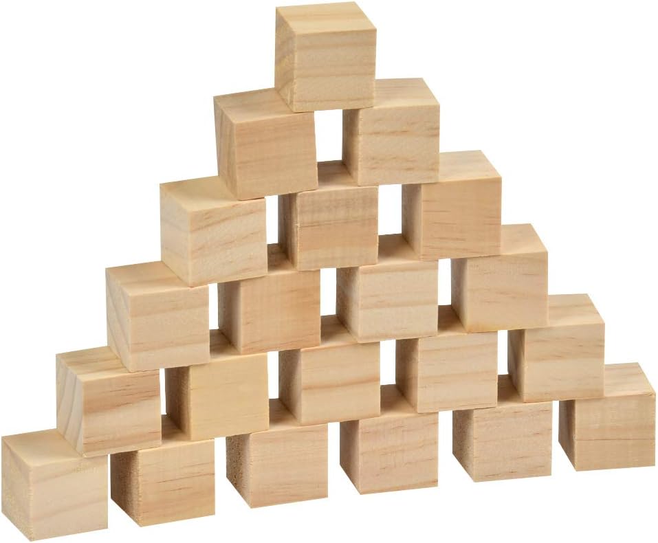 TIMESETL 30 Pieces Unfinished Smooth Wooden Cubes 3 x 3 x 3cm DIY Wooden Square Natural Decoration Pine Square Blocks - Image 4